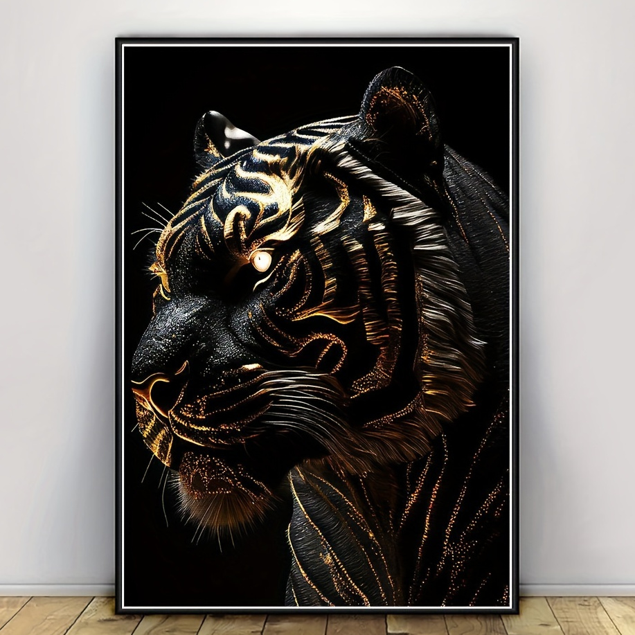 Póster Foto Arte de Pared Decoración Marco Negro Madera MDF 20x30 tigre