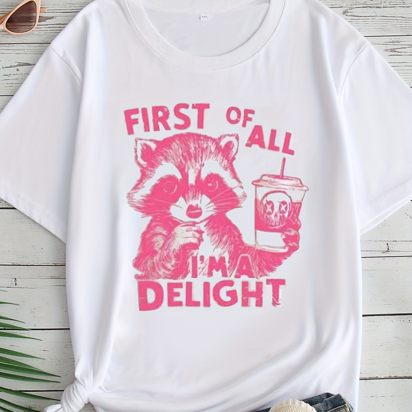 

1pc Women's Plus Size Casual T-shirt With " I'm A " Print, Polyester Crew Neck Short Sleeve Top With Slight Stretch, Alphabet Pattern Knit Fabric For All