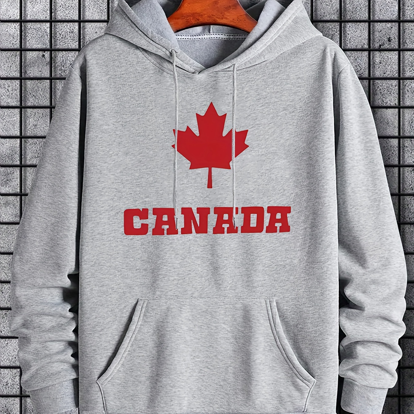 

Hoodies For Men, Maple Leaf Canada Print Hoodie, Men’s Casual Pullover Hooded Sweatshirt With Kangaroo Pocket For Spring Fall, As Gifts