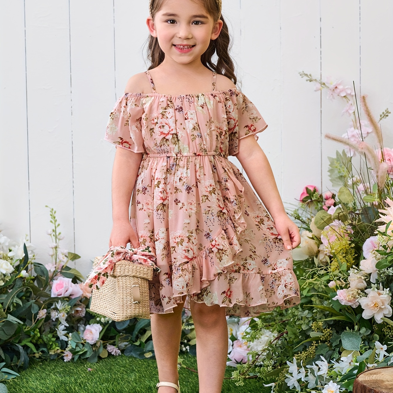 

Elegant Off-shoulder Floral Dress For Girls, Comfy & Sweet Dresses Ideal For Going Out, Party, Holiday Gift