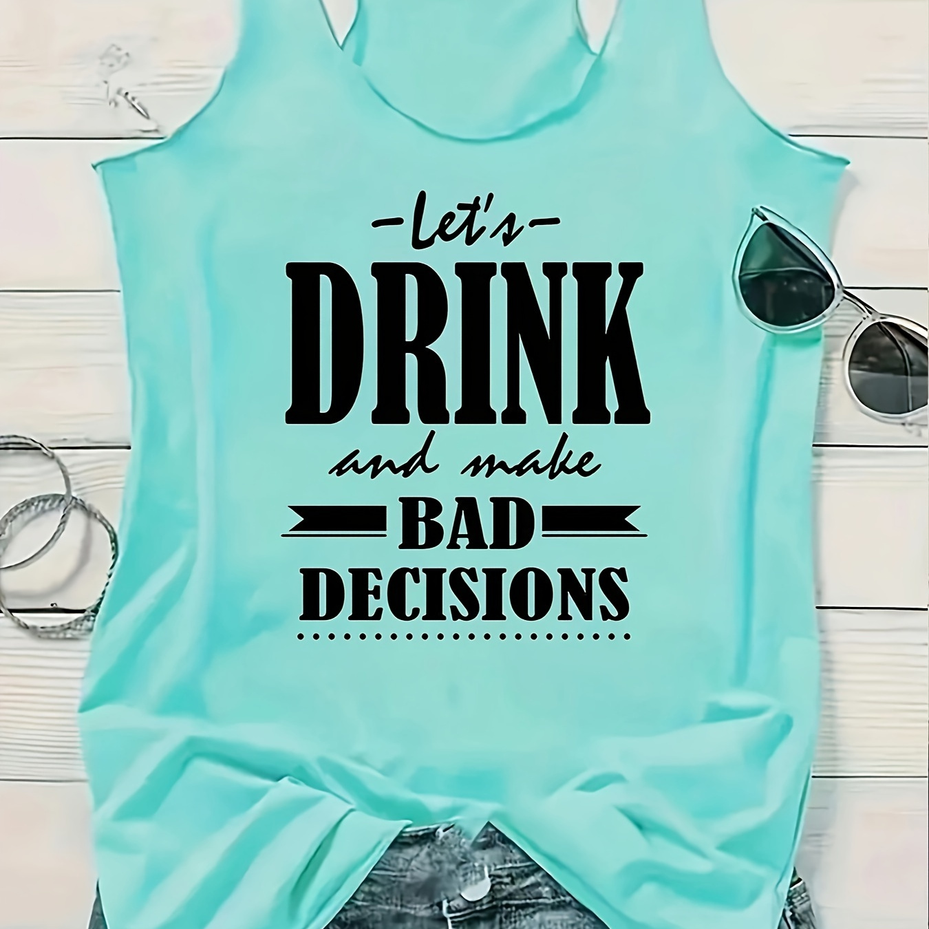 

Letter Neck Top, Casual Sleeveless Top For , Women's Clothing