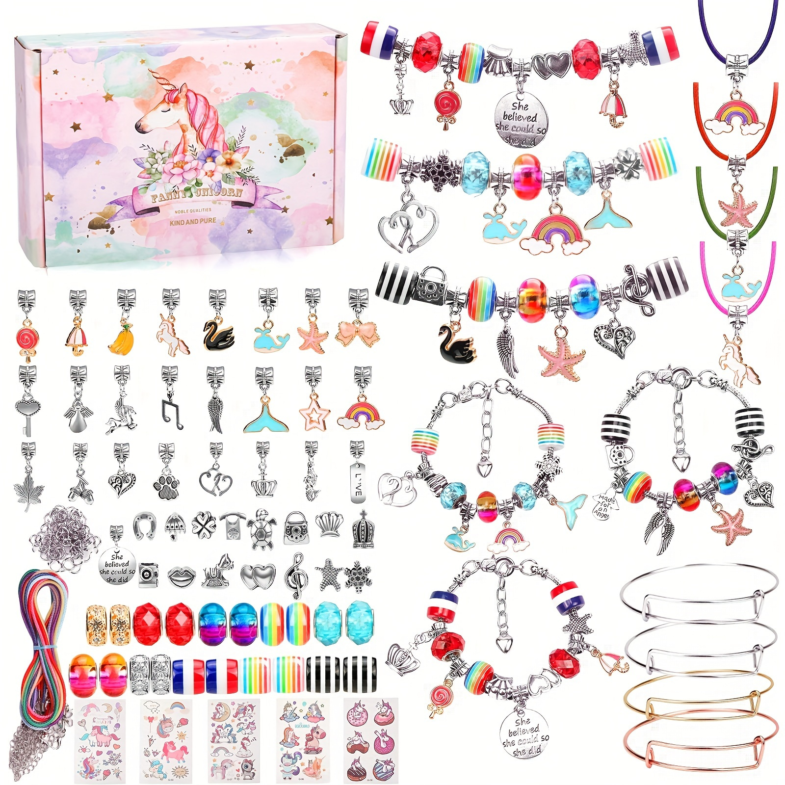  Charm Bracelets Making Kit for Girls,73Pcs Jewelry