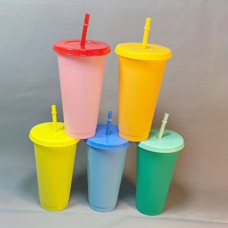 Reusable Creative Water Cups With Straws Changing Colour Cup - Temu