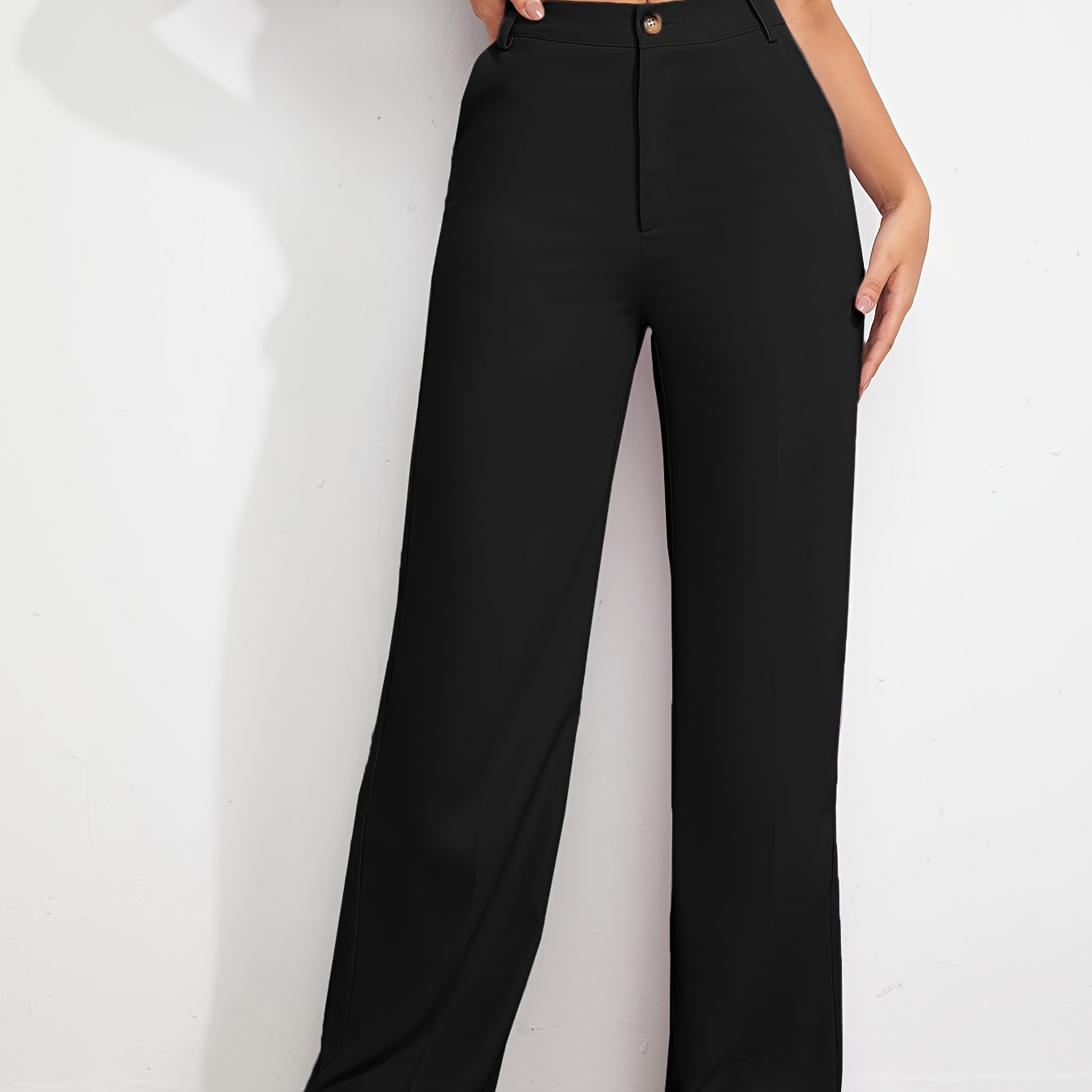 

Pantalon droit de couleur unie, pantalon décontracté taille haute pour l'automne et l'hiver, vêtements pour femmes