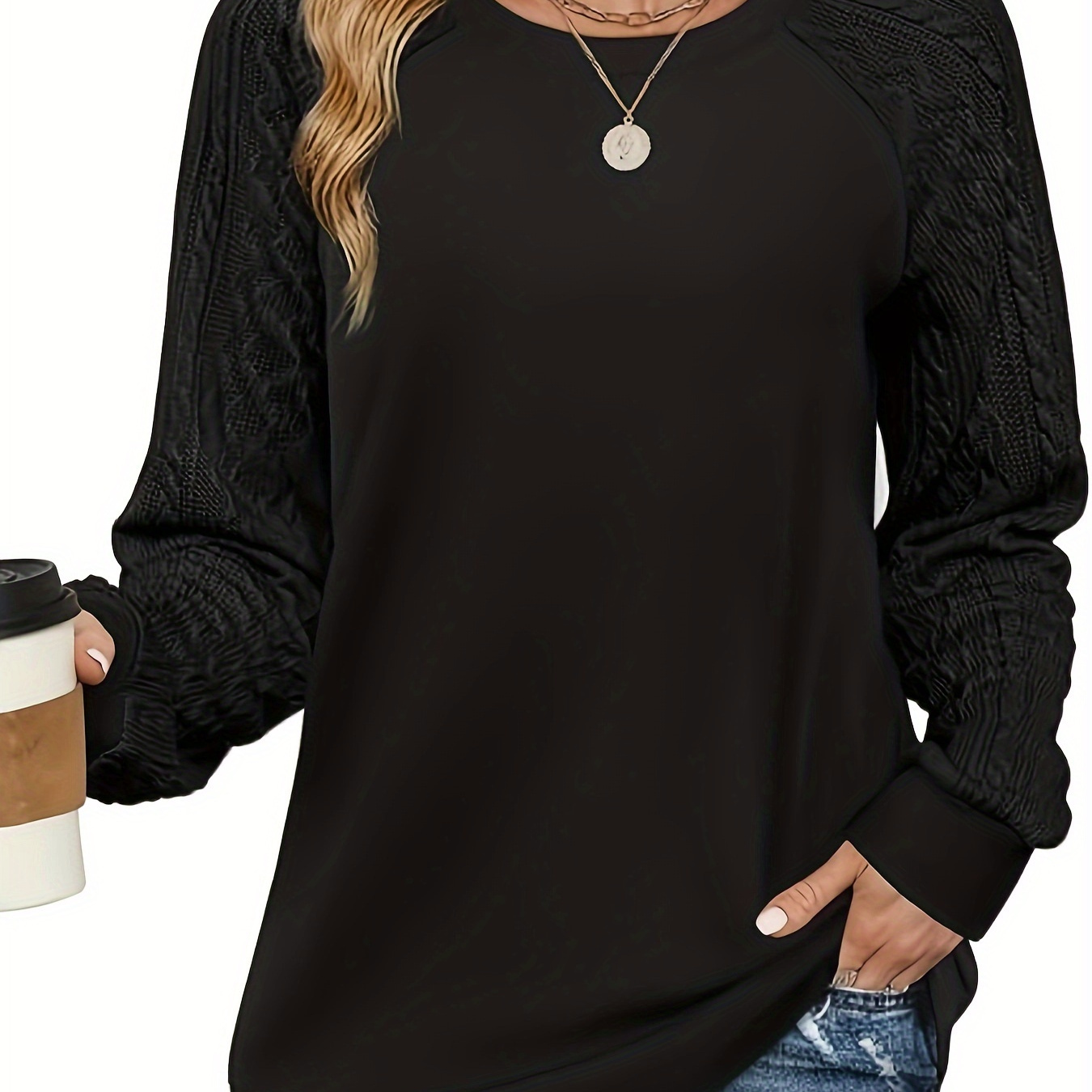 

Women's Casual Brown Cable Knit Sweater - Long Sleeve, Round Neck, Stretchy Polyester , Machine Washable, Cozy Clothing|round Neck Top|comfortable Texture