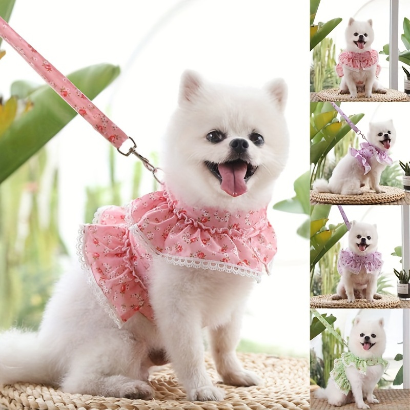 

Breathable Floral Dog Vest Harness And Leash Set - No Pull Design For Comfortable Walks
