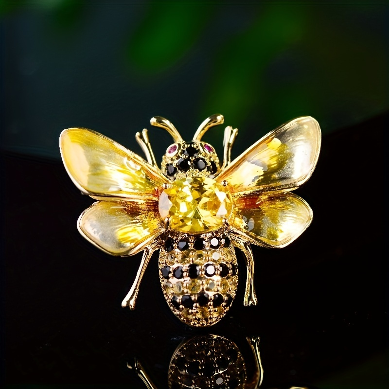 

Cute Little Bee Brooch Inlaid Faux Pearls Elegant Creative Colorful Clothes Pin