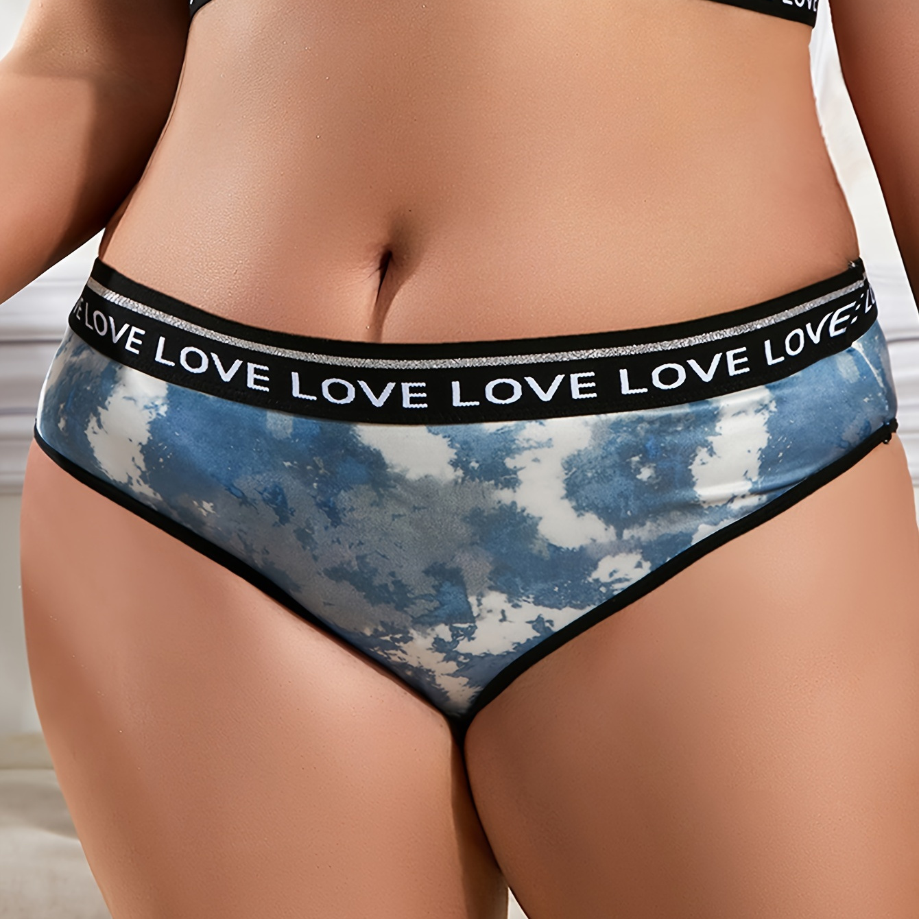 Plus Size Sports Panty Women's Plus Tie Dye Contrast Glitter - Temu