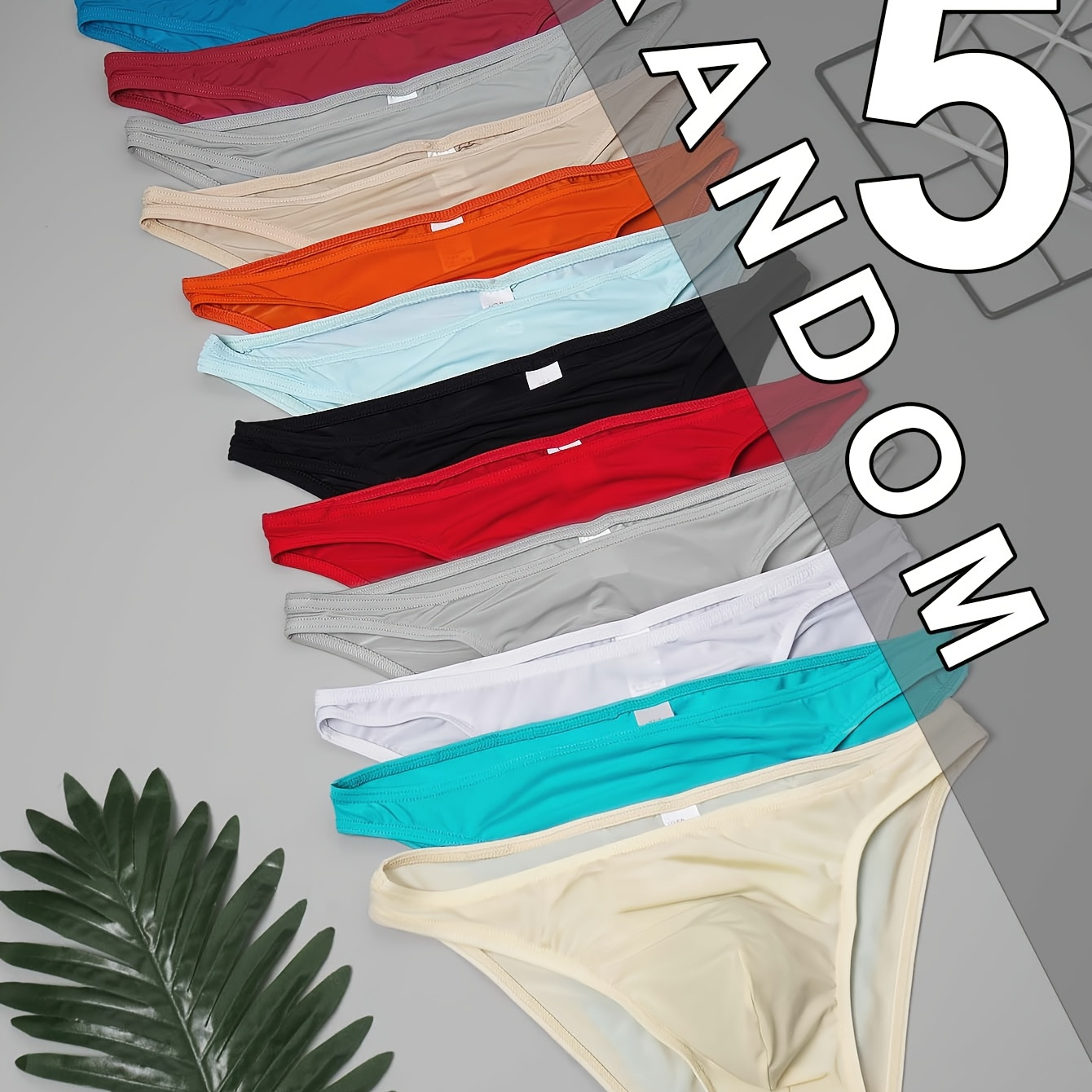 

5/3 Pairs Of Random Men' Color Briefs - Polyamide And Elastane, High Stretch, Knit Fabric, Daily & Casual Wear