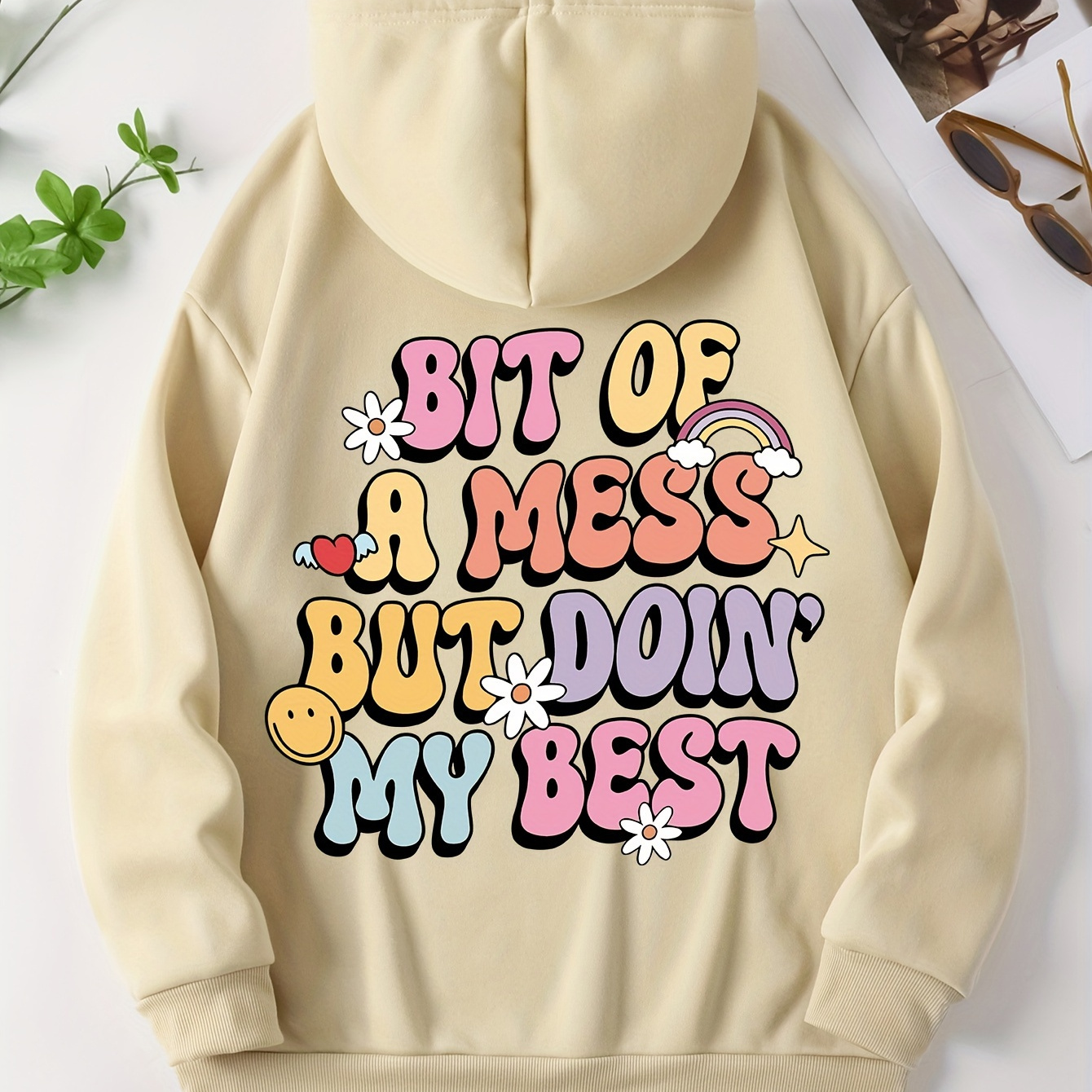 

Letter Print Hoodie, Drawstring Casual Hooded Sweatshirt, Women's Clothing