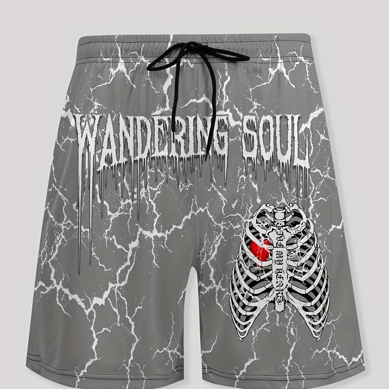 

Men's Skeleton Print Shorts For Summer, Casual Leisure Shorts