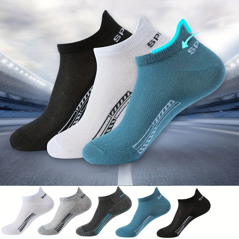 

5 Pairs Of Sporty Ankle Socks, Breathable Sweat Absorption Low Cut Crew Socks, Summer Thin Athletic Socks For Running Basketball