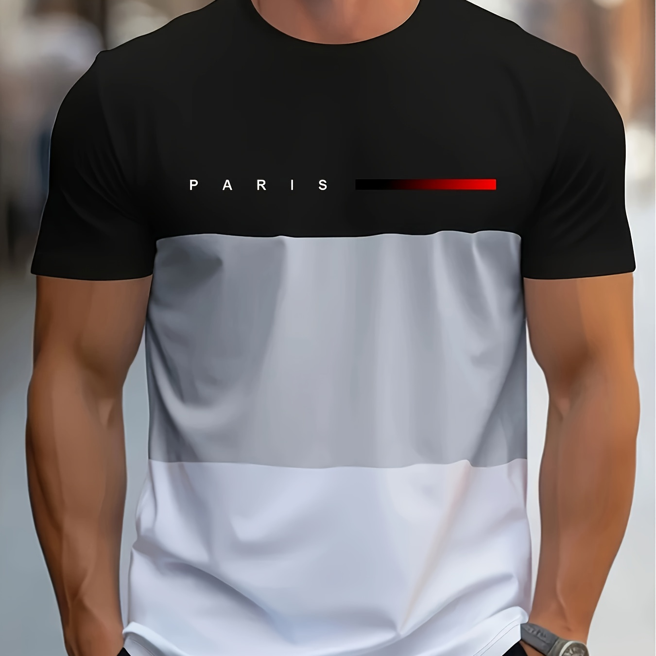 

T-shirt personnalisé à col rond respirant à manches courtes pour homme, numérique 3D, tissu polyester décontracté, coupe stretch, collection été, coupe H, col rond, détail motif lettre