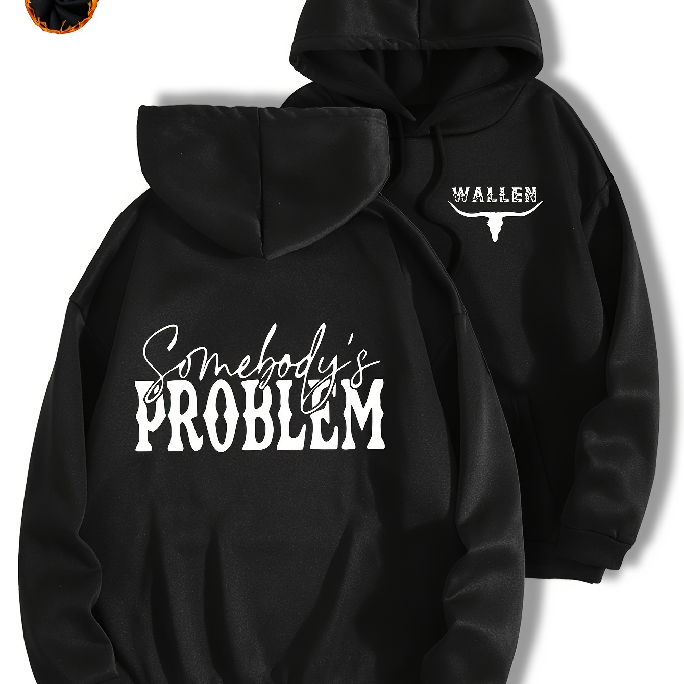 

1pc Unisex Casual Polyester Hoodie With "'s Problem" Slogan, 100% Polyester Knit Fabric, Hooded Collar, Drawstring, Kangaroo Pocket, Fashion Loose Fit For Fall/winter