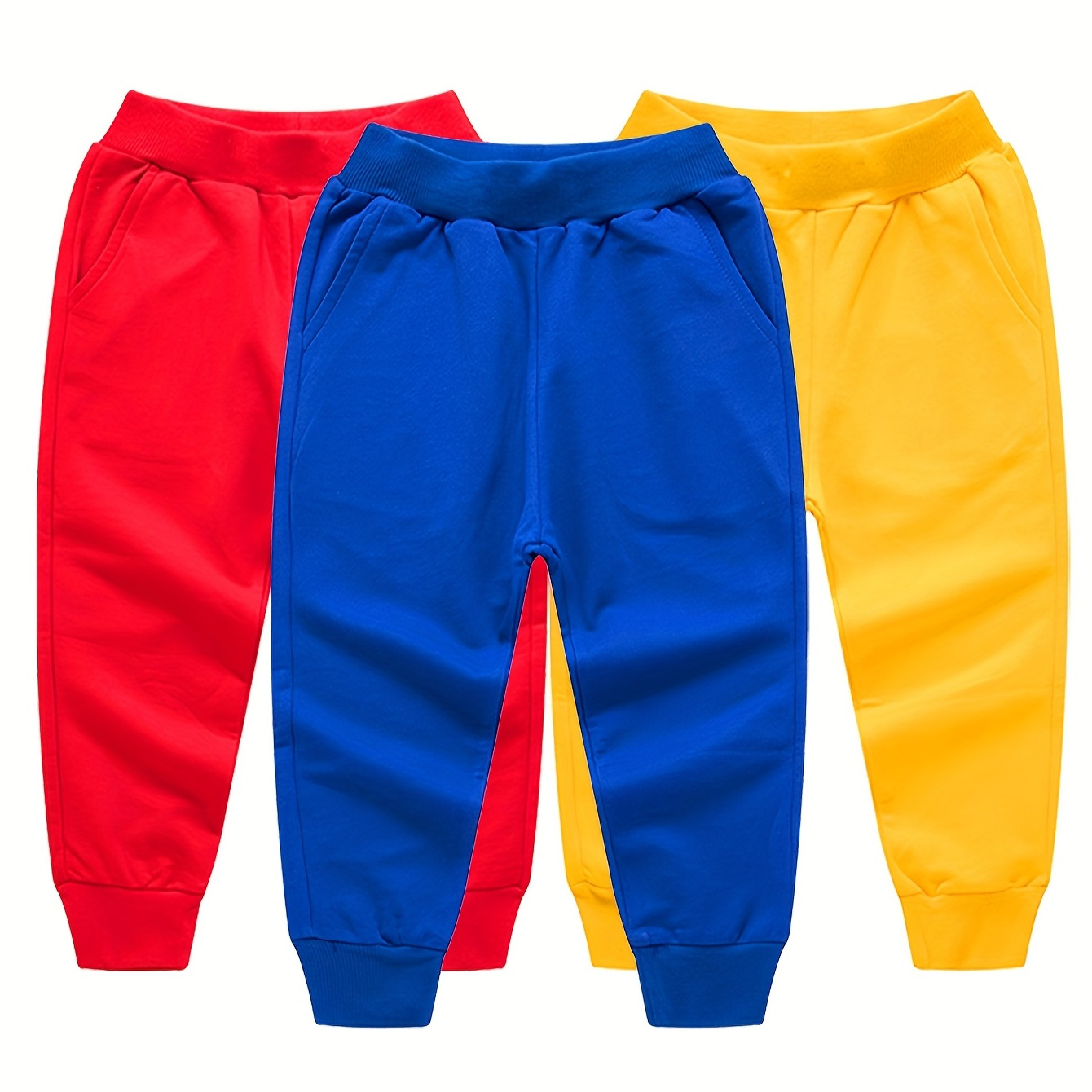 3pcs Boys Casual Comfortable Active Sweatpants, Breathable Jogger Sports Pants, Kids Clothing Outdoor