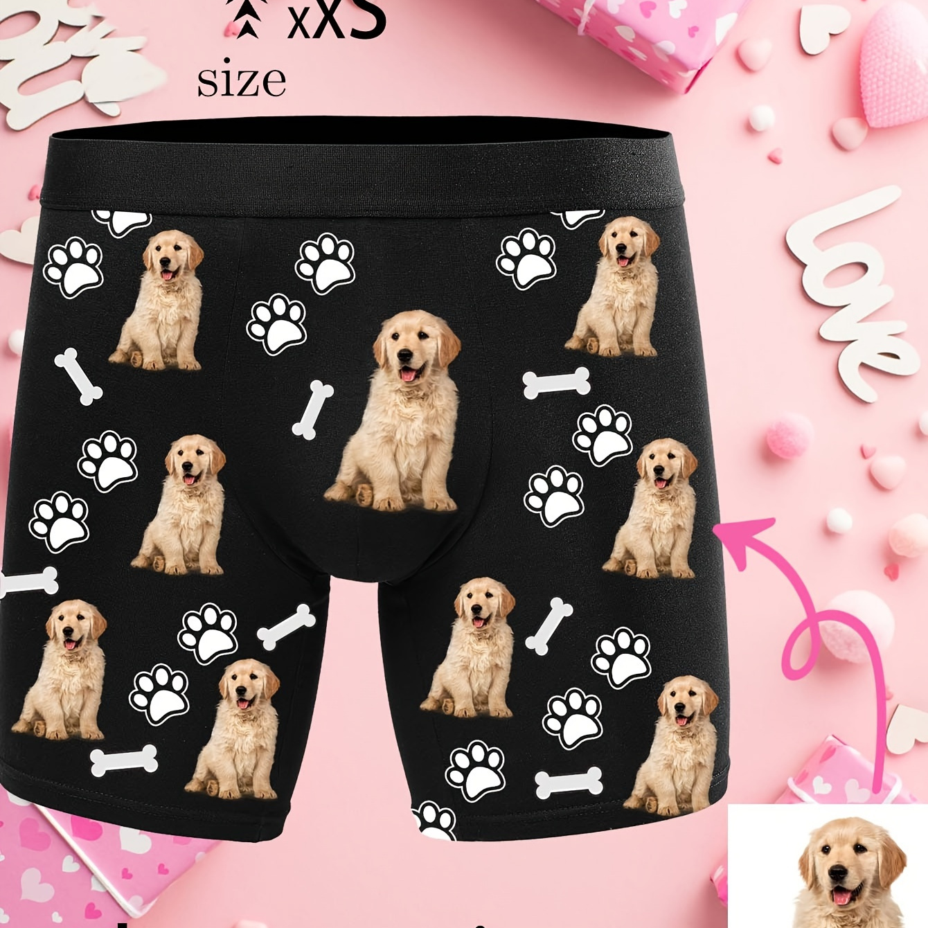 

Dog & Personalized Pattern Underwear, Briefs , Stretchy , As Valentines Gifs For Husband