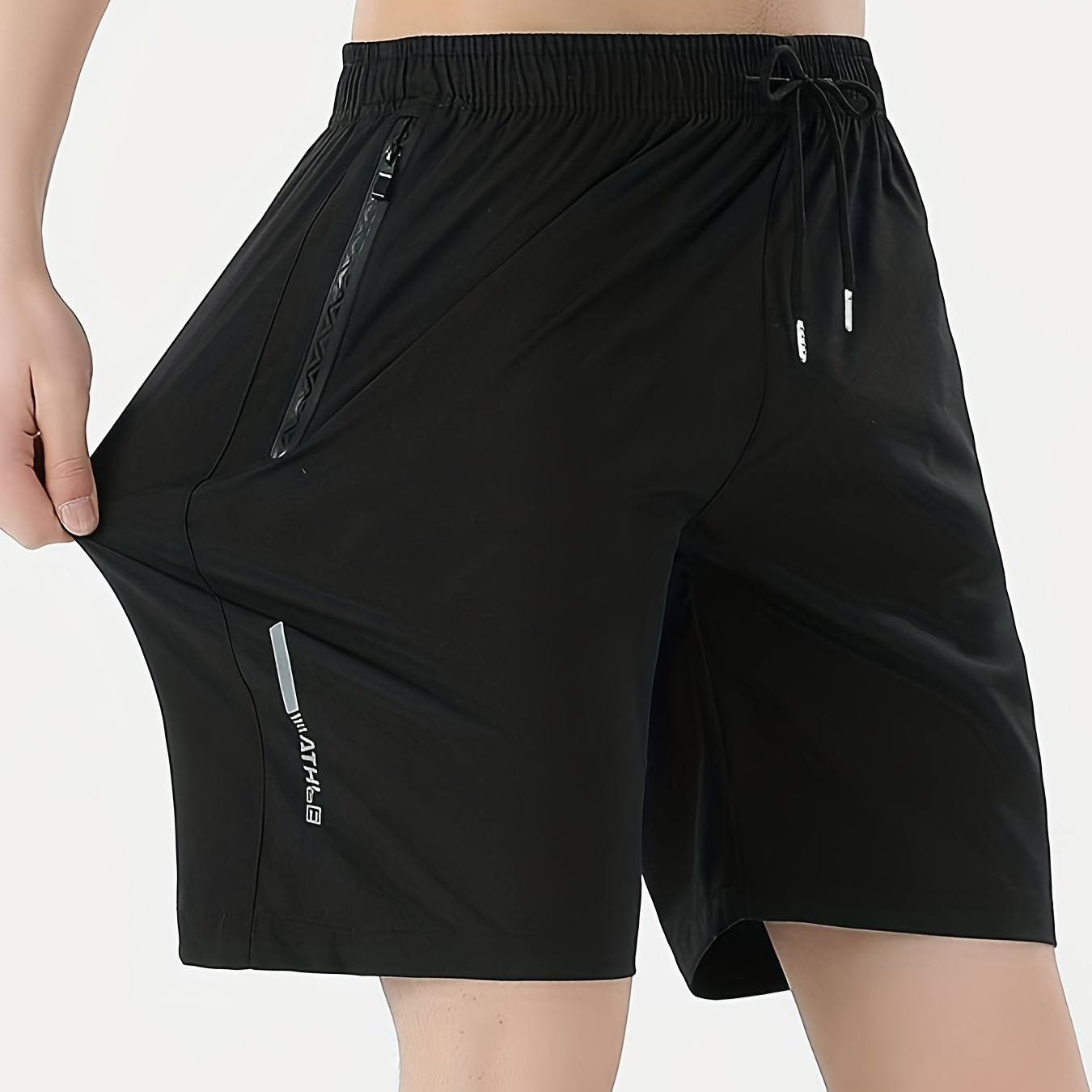 Quick Dry Moisture Wicking Sport Drawstring Shorts With Zipper Pockets For Men, Summer Cycling, Fitness, Gym And Outdoor Activities