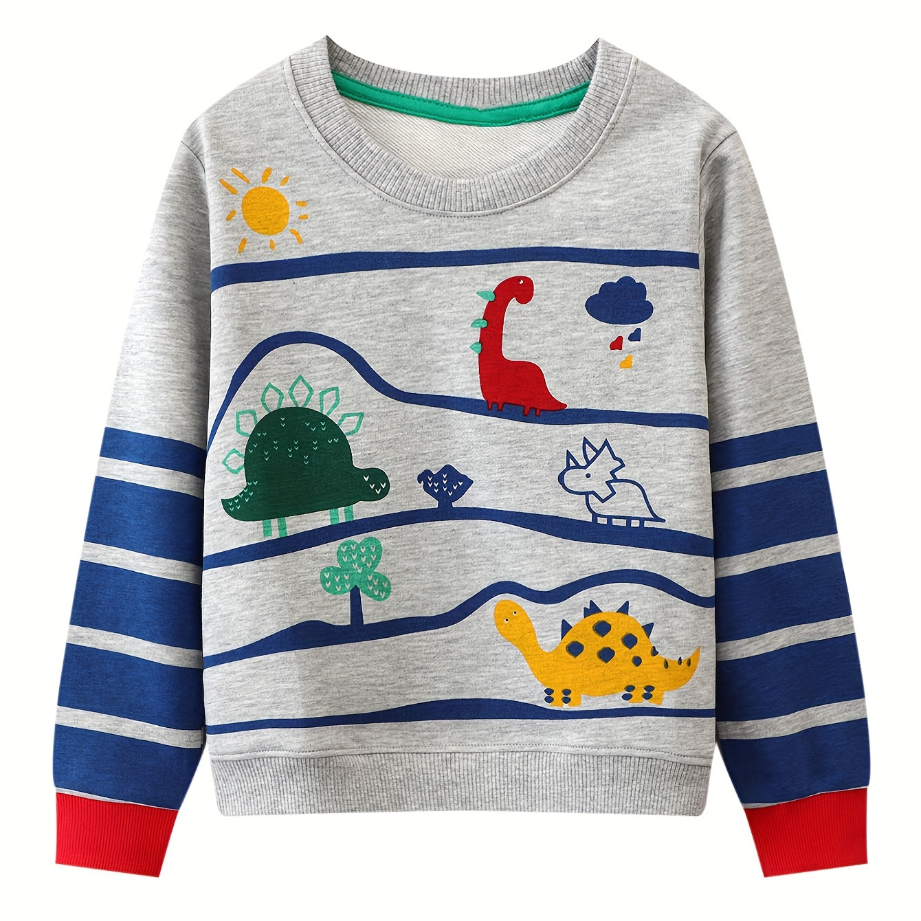 

Cartoon Dinosaurs Print Boys Casual Creative Pullover Sweatshirt, Long Sleeve Crew Neck Tops, Boys Clothes Outdoor