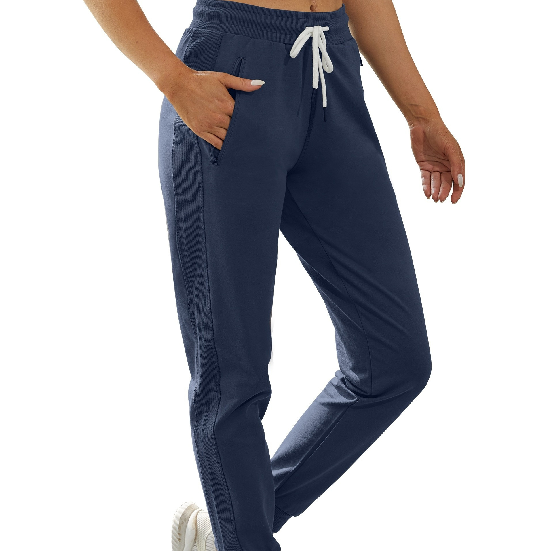 

Women Stretch Sweatpants Joggers Splicing Lounge Pocket Workout Gym Pants