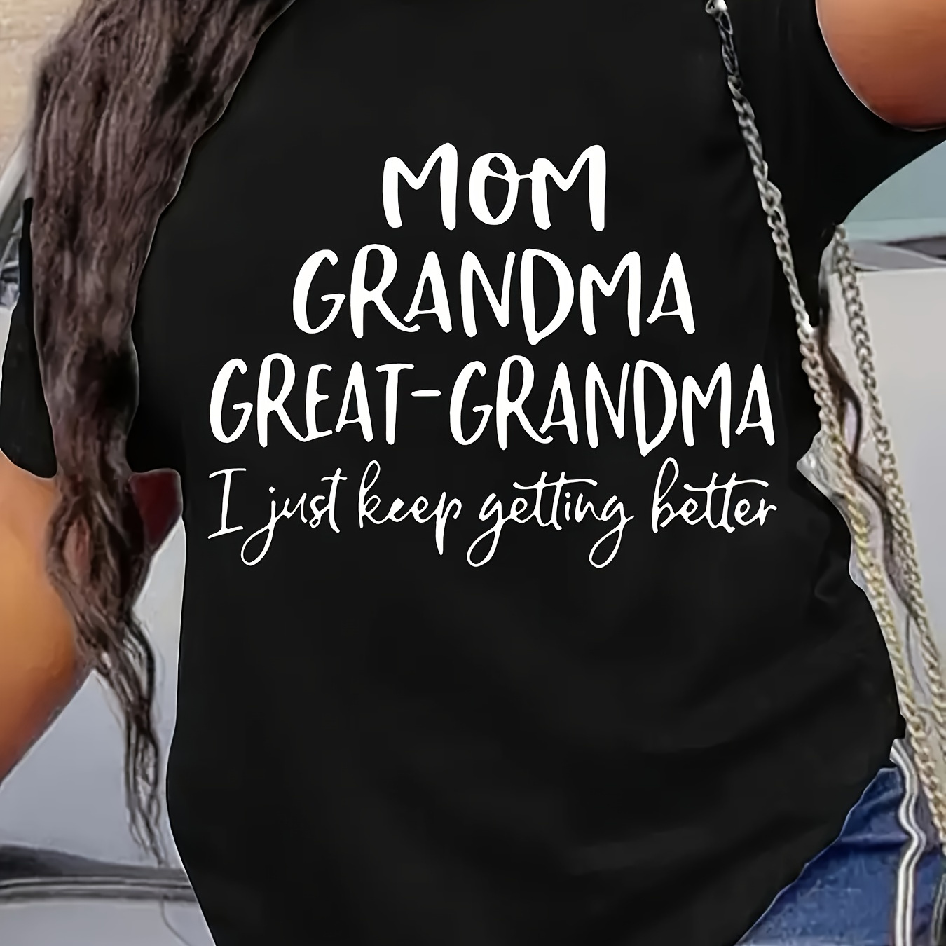 

Plus Size Letter Print T-shirt, Casual Crew Neck Short Sleeve T-shirt, Women's Plus Size clothing