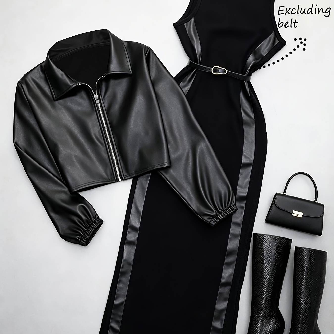 Casual and Elegant Women's Clothing, New Autumn/winter Collection, Solid Color Lapel Zip-up Jacket & Crew Neck Sleeveles