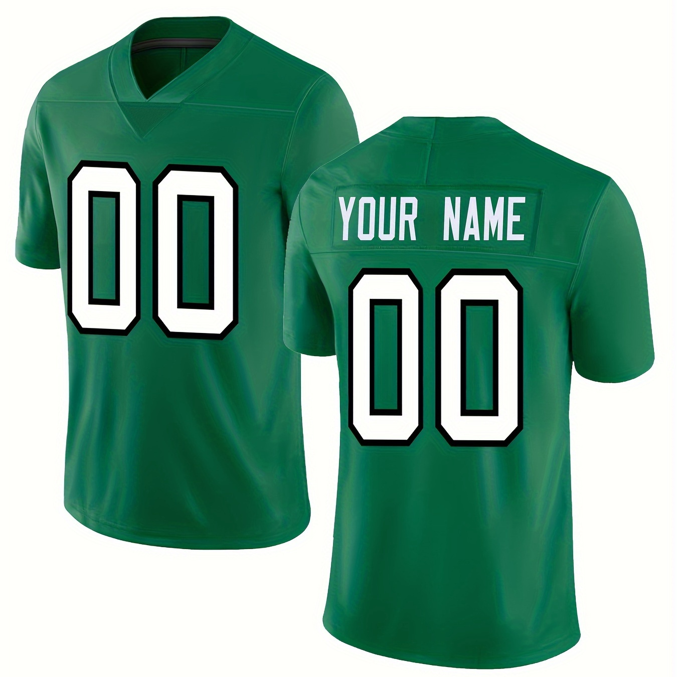 

Men's Personalized V-neck Football Jersey, Embroider Customized Name & Number, Classic Comfy Football Shirt For Summer Sport