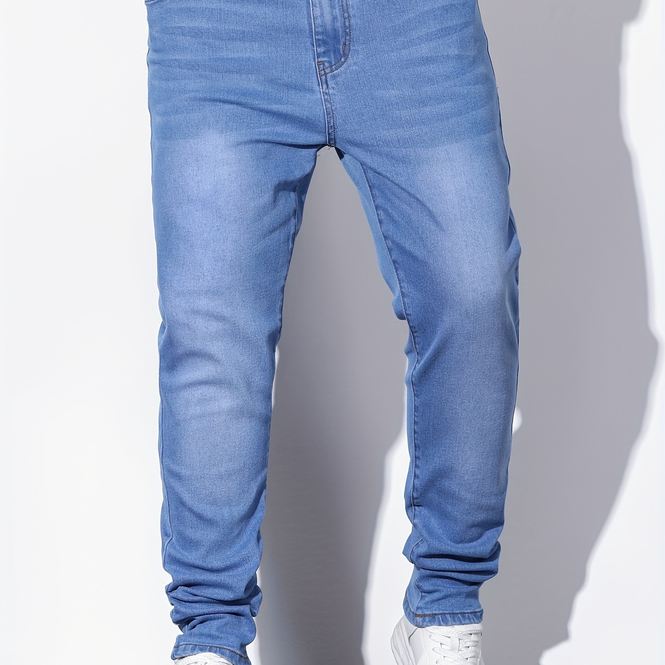 Plus Size Men's Solid Jeans Fashion Casual Denim Pants For Spring Fall Winter, Men's Clothing