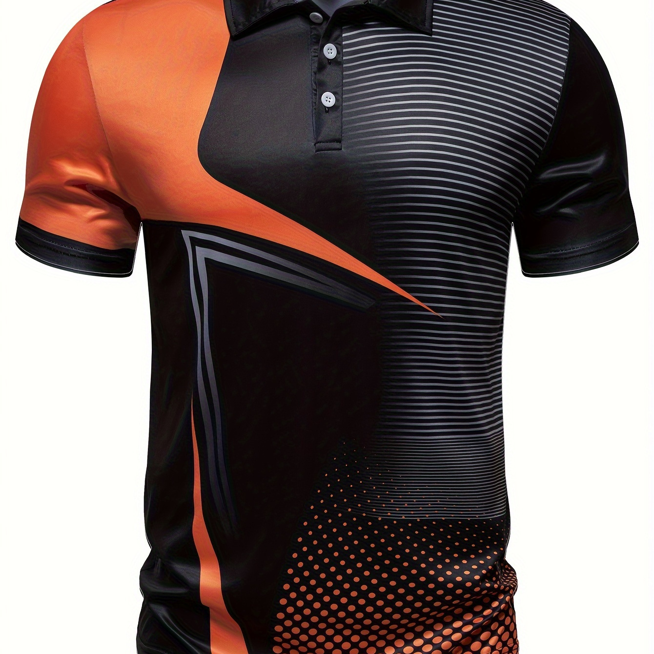 

T- de golf décontracté imprimé géométrique, chemise à à courtes, vêtements d'extérieur en tissu