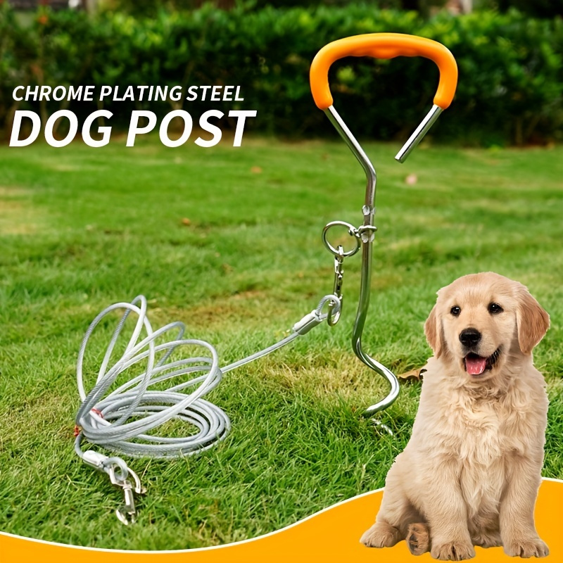 Durable Stainless Steel Double Head Dog Leash for Camping and Outdoor Activities - Securely Tie Out Your Pet with Ease