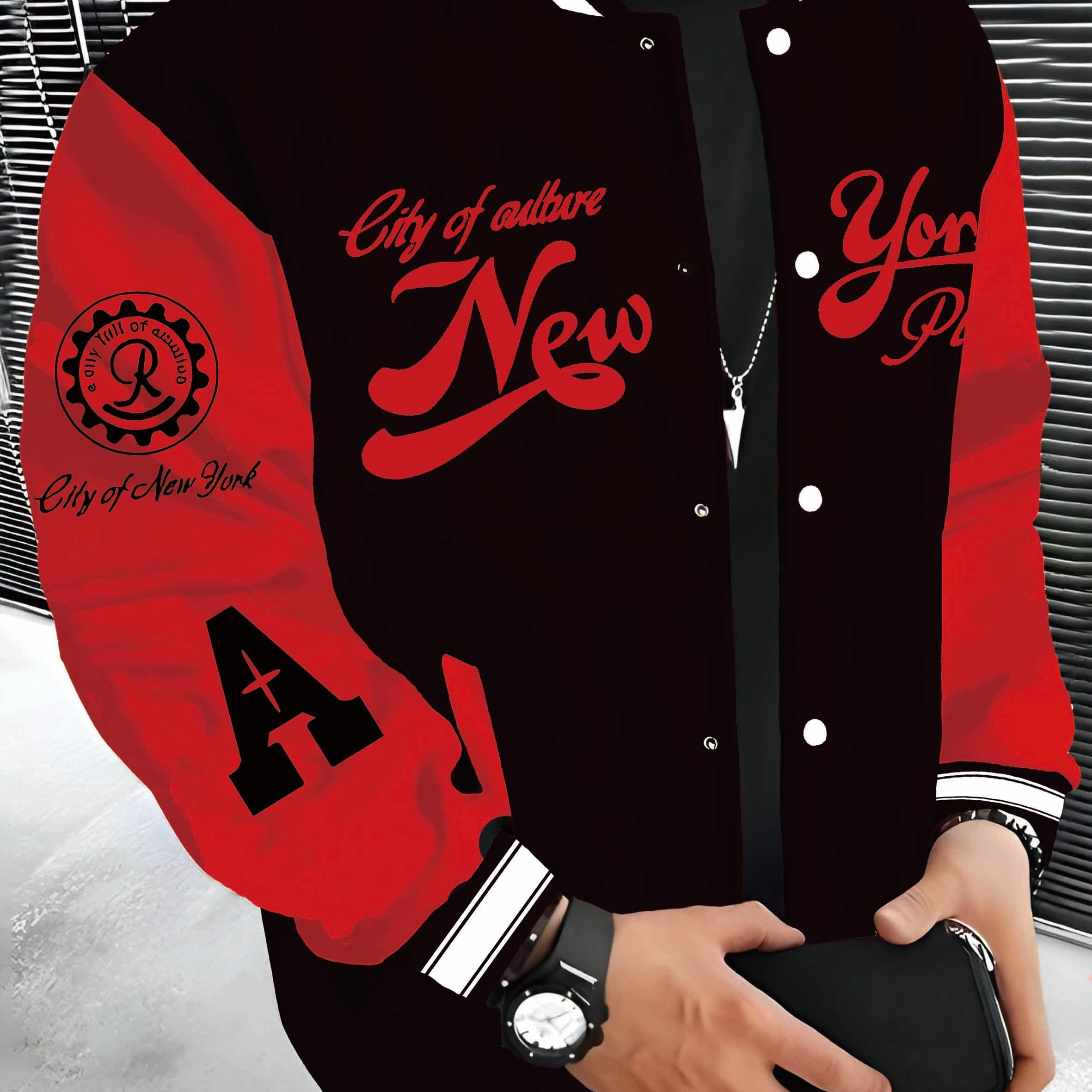 

New Print Men's Lightweight Jacket, Trendy Tops With Buttons And Pocket, Meticulously Top For , Best Fall & Winter Gift