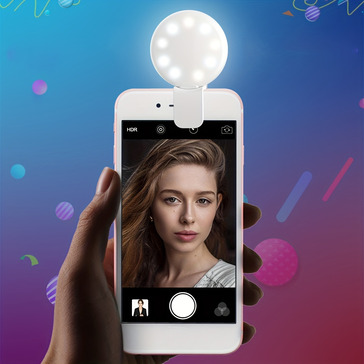 

1pc Mobile Phone Led Selfie Ring Light, Portable 3 Gears Photography Clip Light Beauty Fill Lamp For Cell Phone Camera Rechargeable