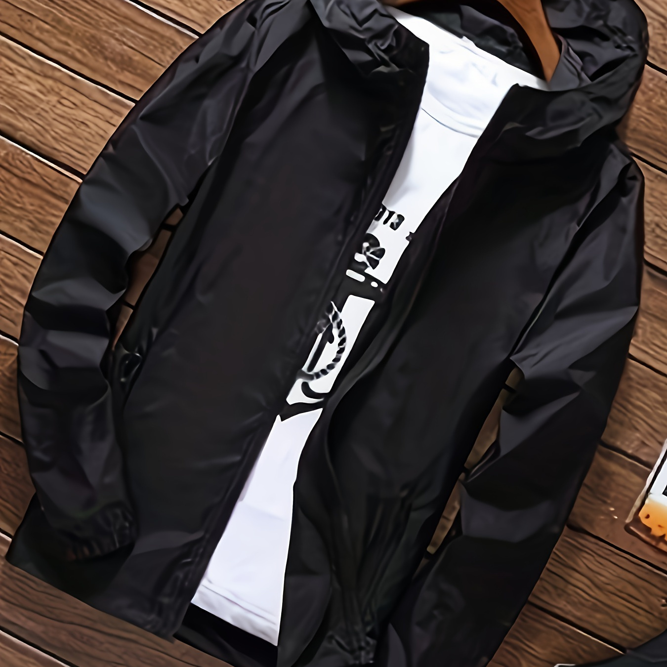 

Men' Hooded Long Sleeve Zipper Windbreaker Jacket With Pockets, And Breathable Quick Dry Sun Protection Jacket For Sports Wear And Outdoors Activities