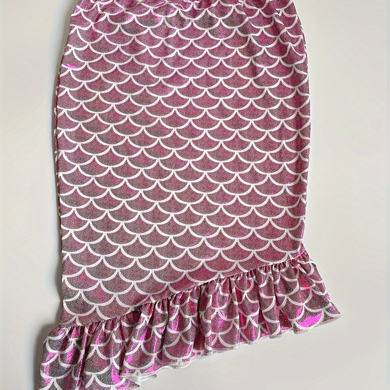 

Chic Mermaid Scale Print Skirt For Women - Sexy Ruffle Hem, Stretch Fabric, Spring/summer