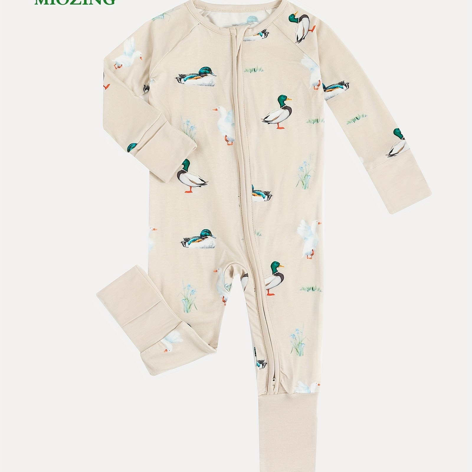 

Miozing Bamboo Fiber Bodysuit For Infants, Duck Goose Pattern Long Sleeve Onesie, Baby Girl's Clothing