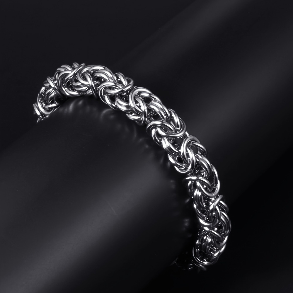 Stainless Steel Italian 8mm Flat Byzantine Link Chain Bracelet For Women Teens