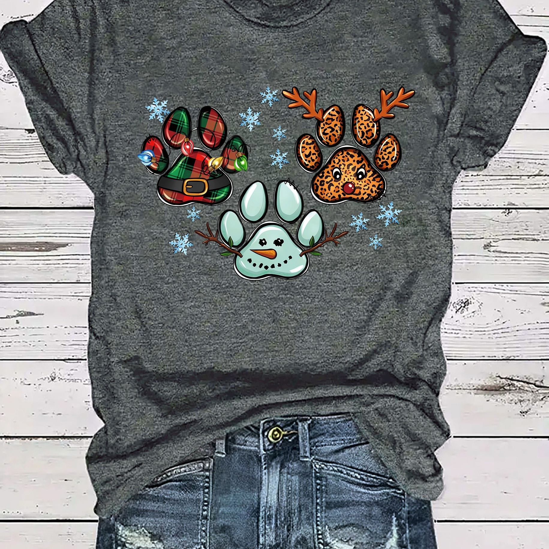 

Christmas & Women's - - Polyester , Round , Regular Fit, All- Top