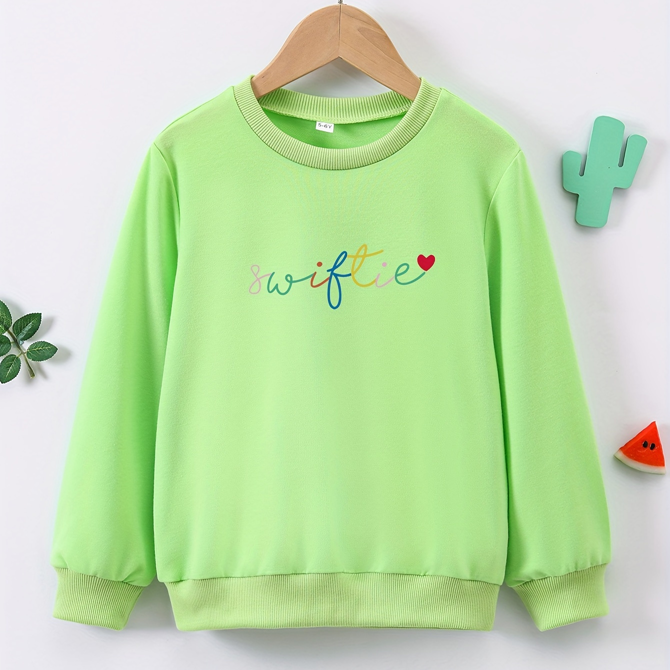 

Swiftie Print, Girls Casual Graphic Tops Sporty Style Crew Neck Sweatshirts For Outdoor, Gift For Kids