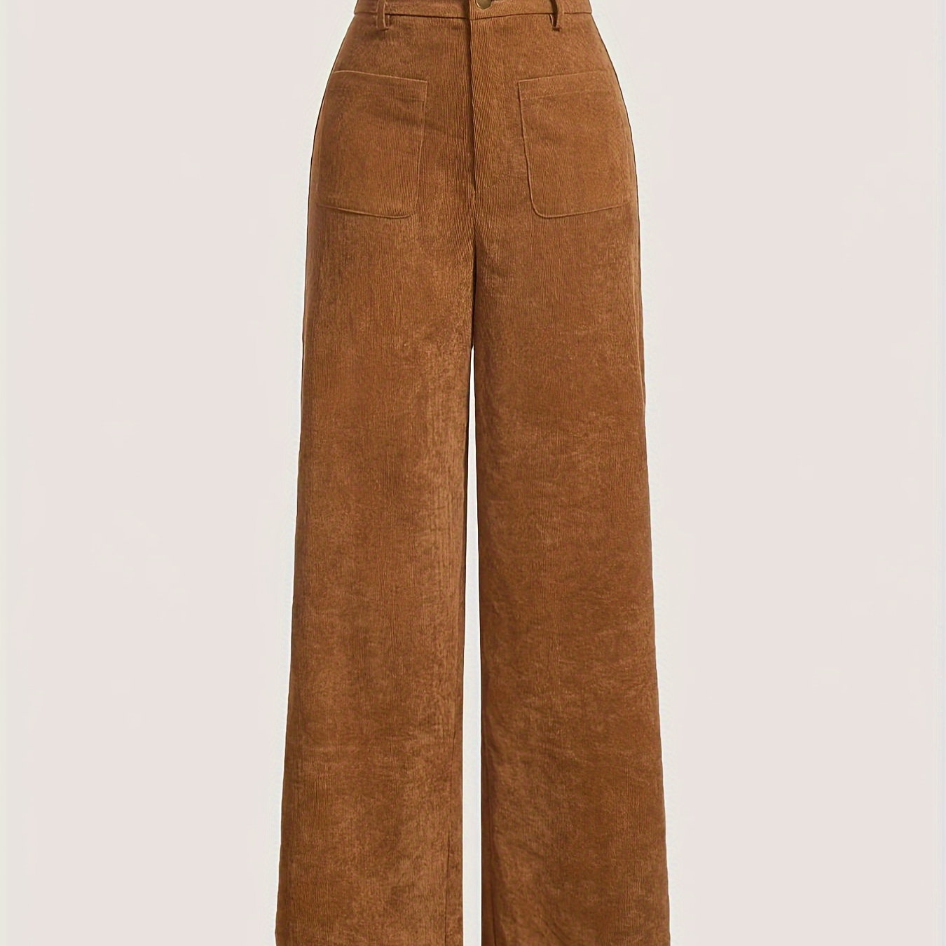 

Women's Casual Corduroy Straight-leg Pants With Dual Pockets - Loose Fit, Machine Washable For Fall/winter