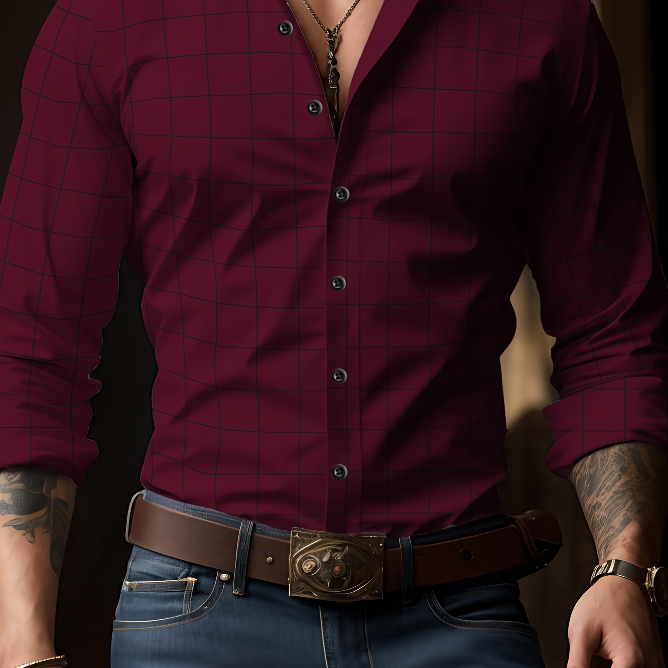 

Men's Formal Dress Shirt, Red , Polyester With Elastane, Machine Washable, Slim Fit, Polyester, Machine Washable