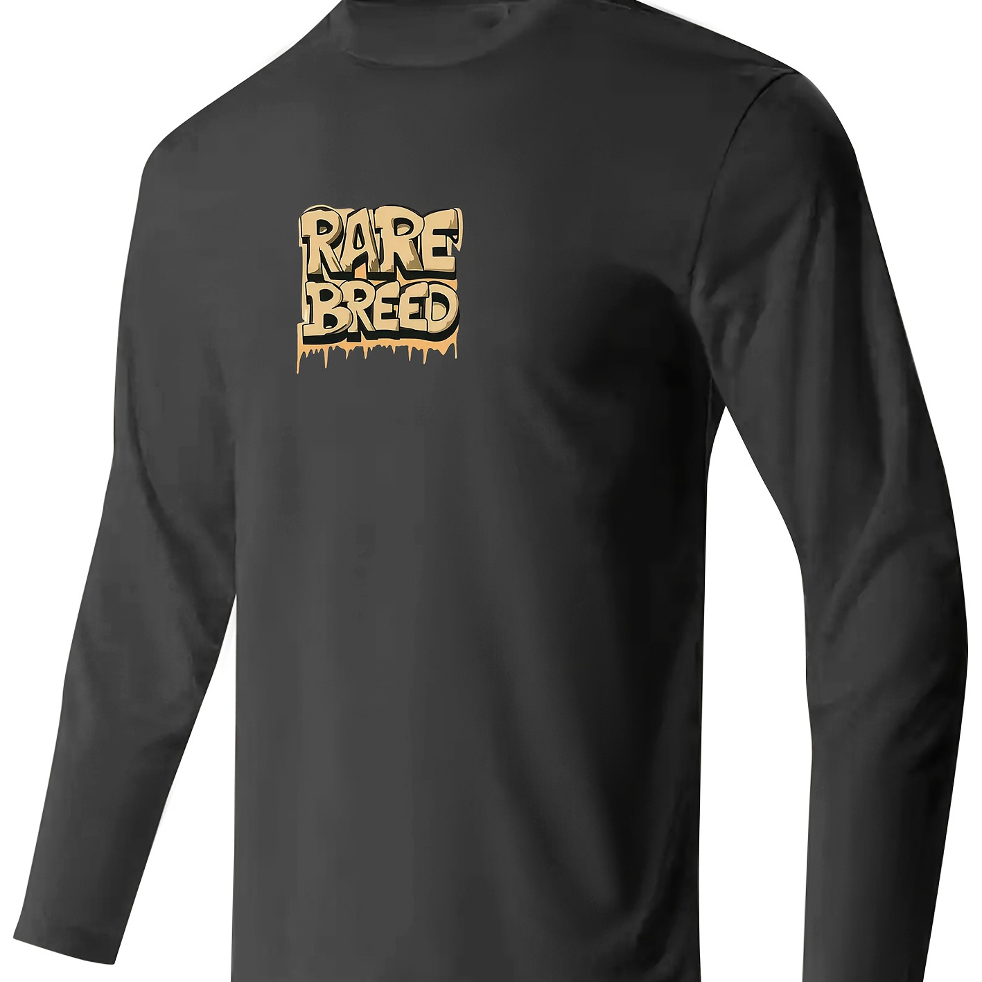 

Men's Plus Size Graphic Long-sleeve T-shirt - Polyester Blend, Crew Neck, Medium Stretch, Knit Fabric, Regular Fit, Street Style - Casual Wear For Spring/fall