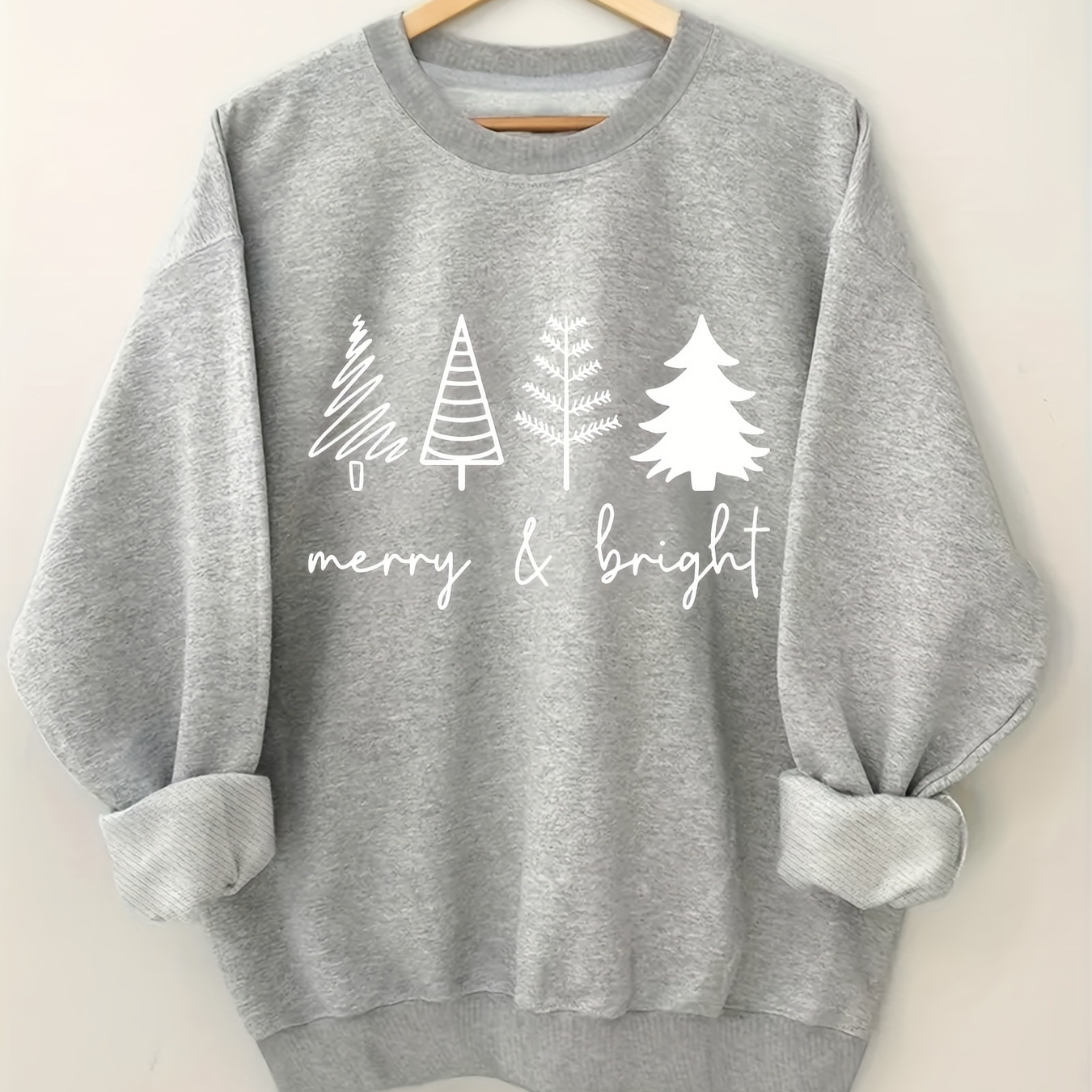 

Christmas Tree Pullover Sweatshirt, Long Sweatshirt For Fall & , Women's Clothing