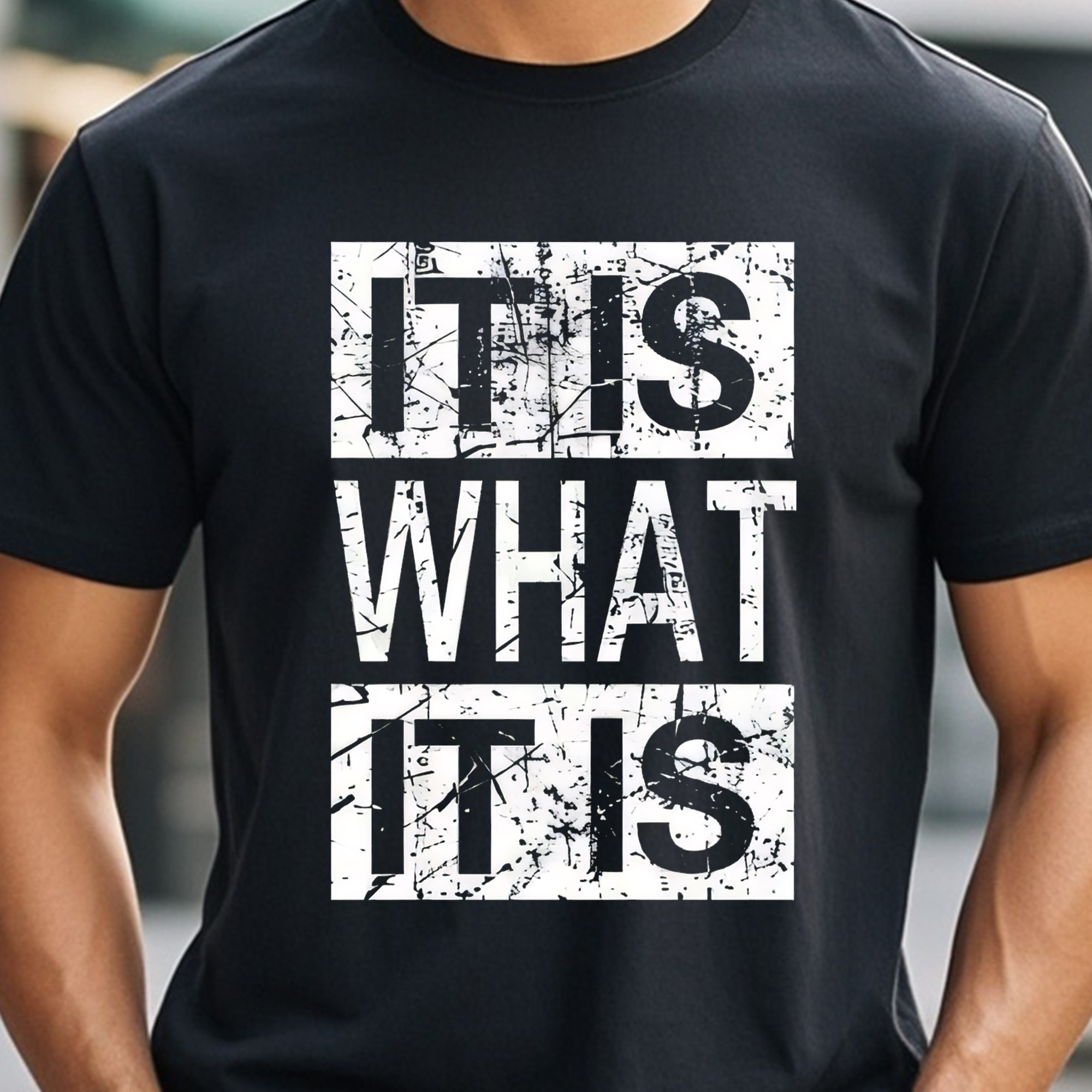 

It Is What It Is Black Funny T Shirts For Men With Sayings Men's Graphic Crew Neck Casual Soft 100% Cotton Original Running 4 Seasons Mens Cotton T Shirts.