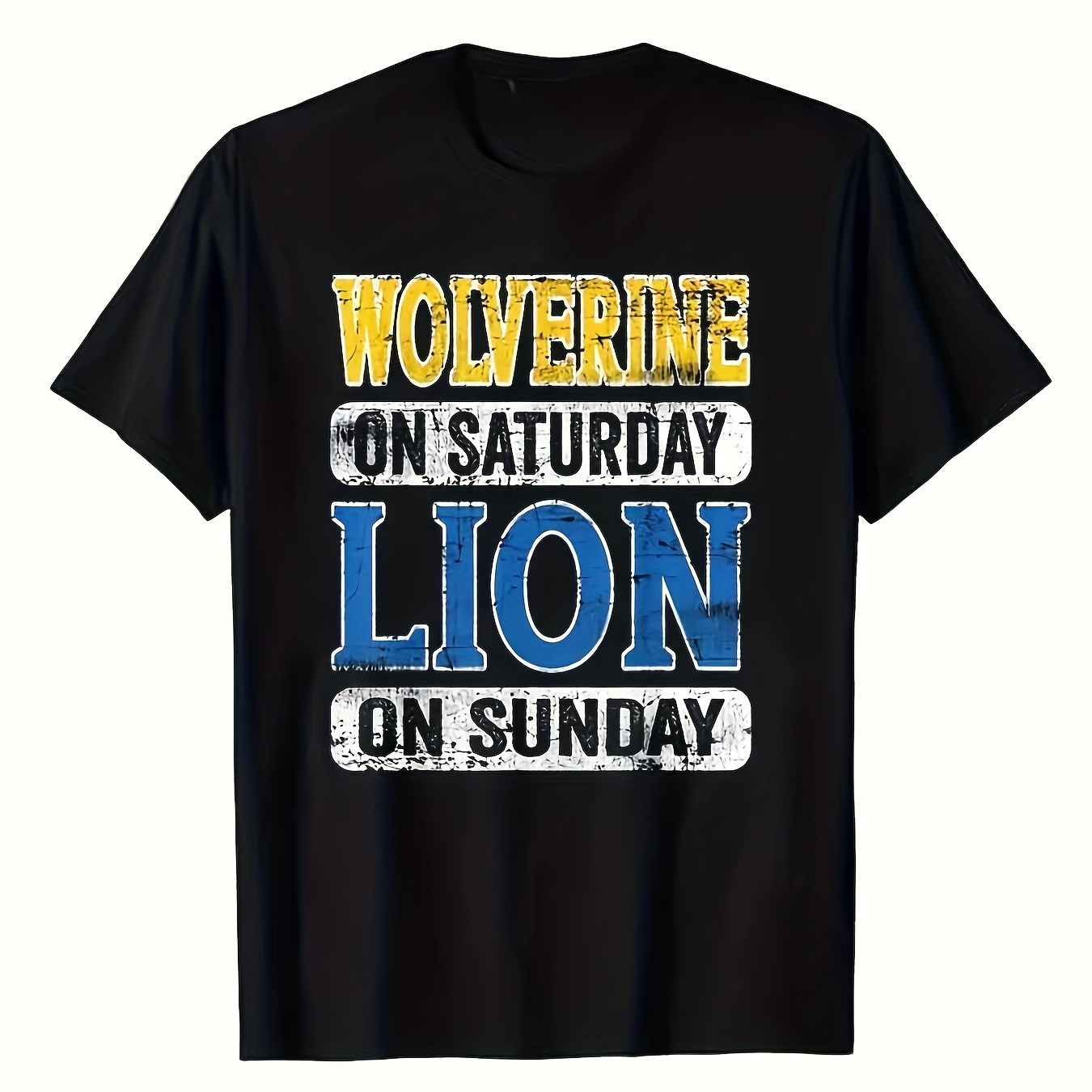 

Father's Day Gifts Warrior Spirit Clothes Letters T Shirt Saying On Saturday Lion On Sunday Detroit T-shirt