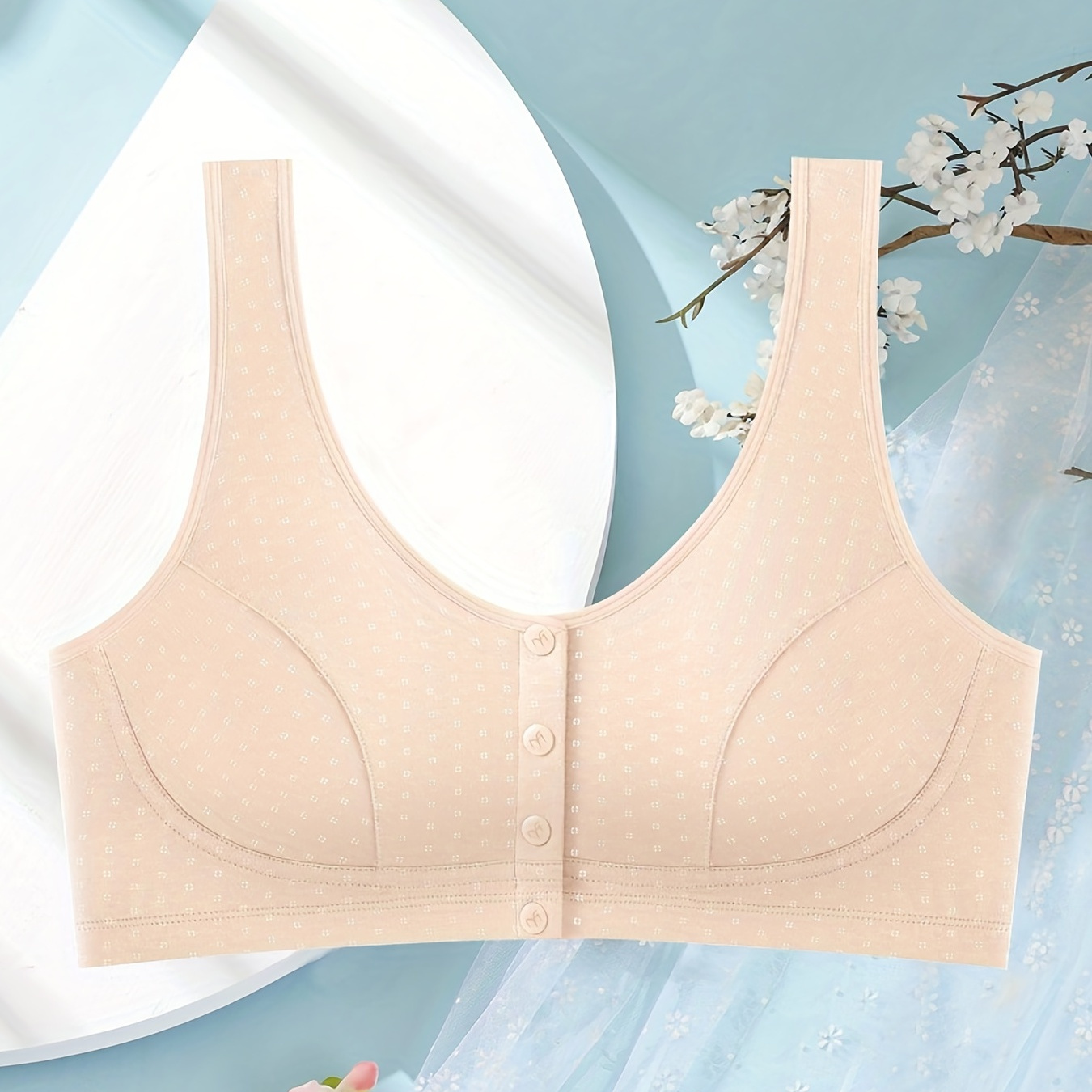 Padded Bralettes for Women Sewn in Pads Women's Comfortable Soft Cotton Cup  Front Buckle Medium and Old Age Large