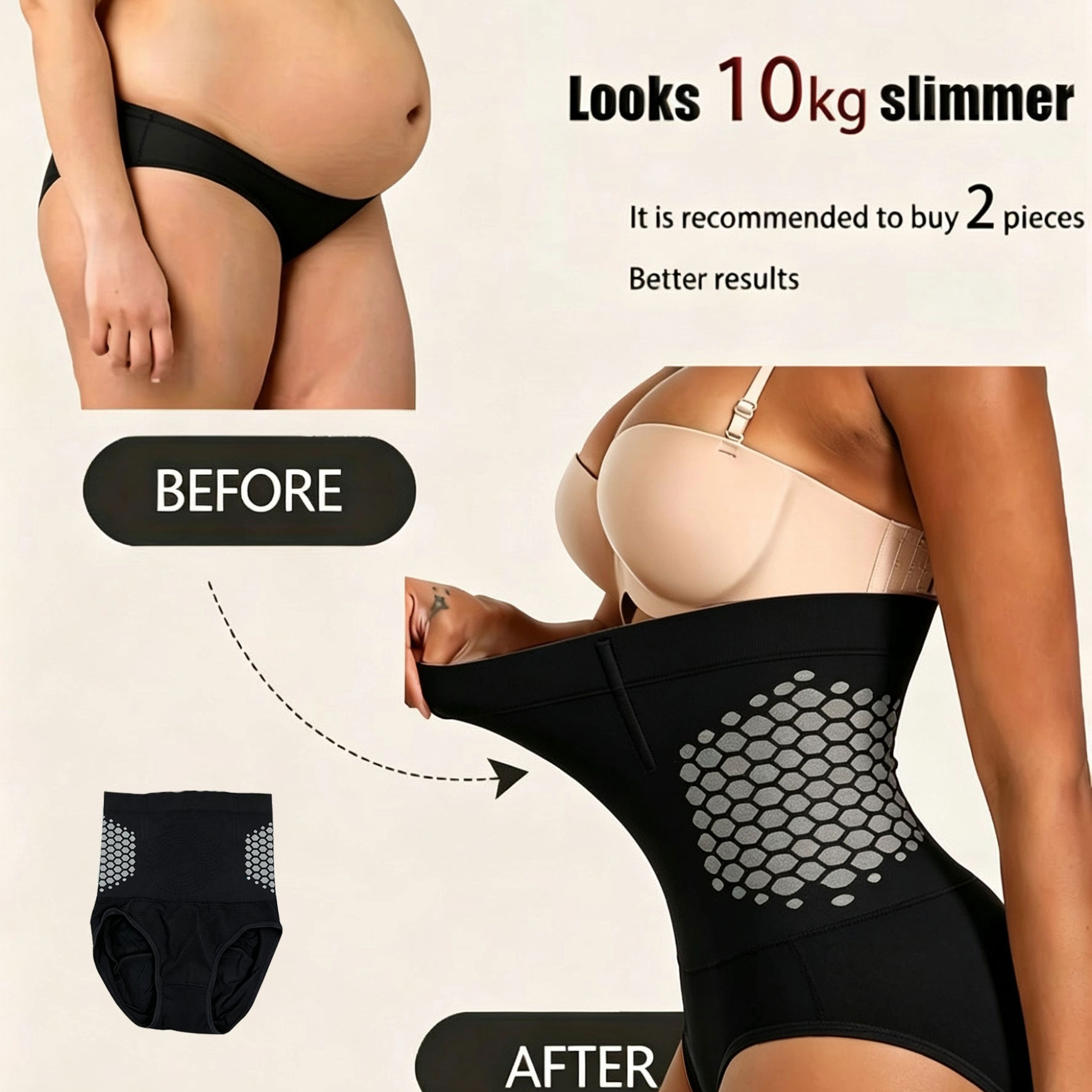 1 High-Waist Tummy Control Shapewear - Seamless Body Shaping Pants with Posture-Improving Cuff Design, Belted Waistband, Smooth Contouring Fit, Women's Butt-Lifting Tummy Control Underwear
