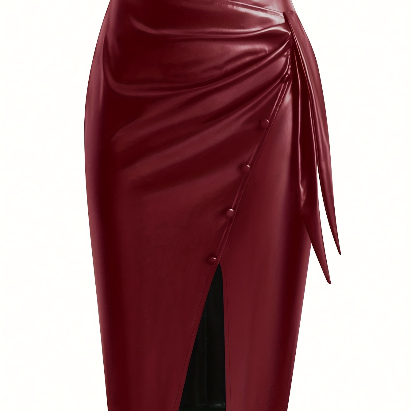 

1pc Elegant Polyester Bodycon Pencil Skirt With Stretch, Solid Color, Non-textile Weaving, For Spring/summer/fall - Plus Size