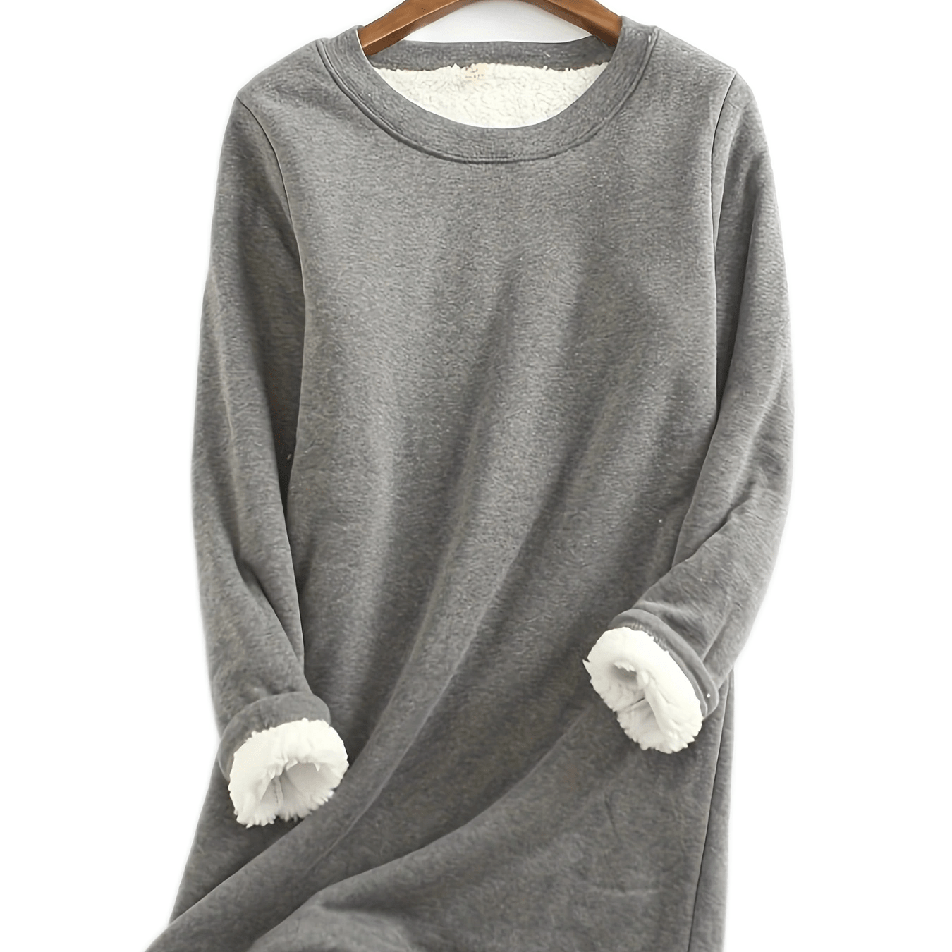 

Plus Size Basic Thermal Underwear Top, Women's Plus Fleece Lined Long Sleeve Crew Neck Warm Sweatshirt