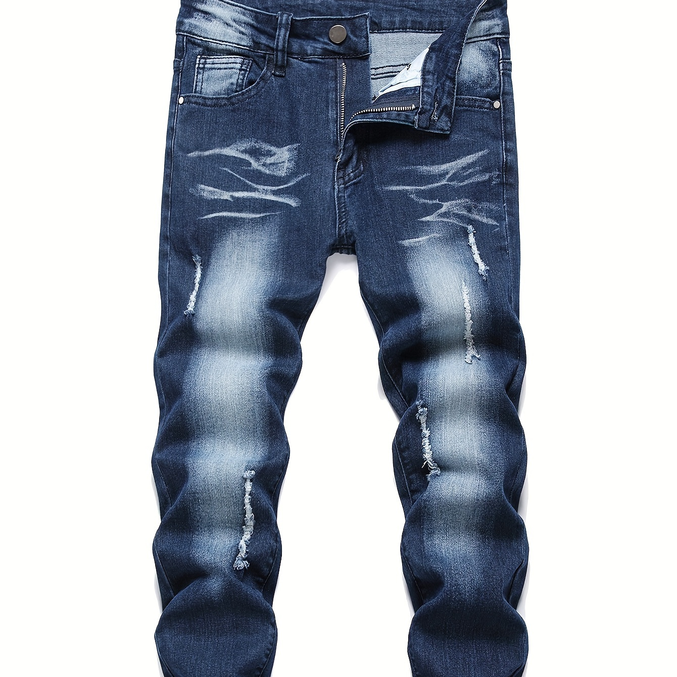 

Kid's Ripped Denim Pants, Slim Fit Jeans With Pocket, Boy's Clothes For Spring Fall Winter