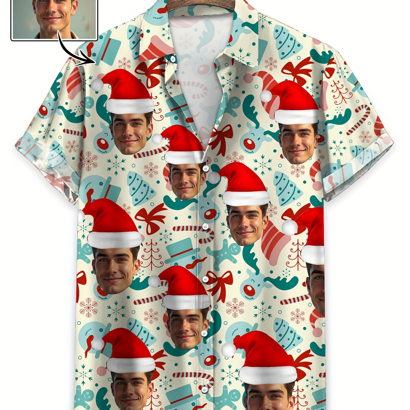 

Customizable Christmas Hawaiian - Personalized & , Sleeve, Polyester,