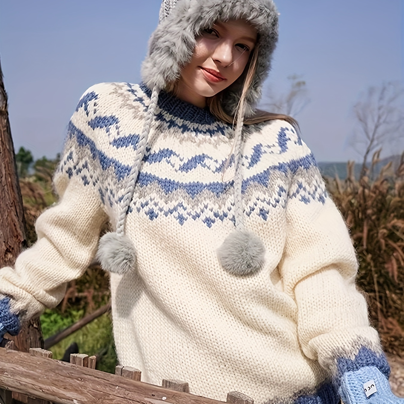 

Pull de et Cireux de Fair Island pour Femme, Pull Rétro Français d'Hiver, Haut Épais Style